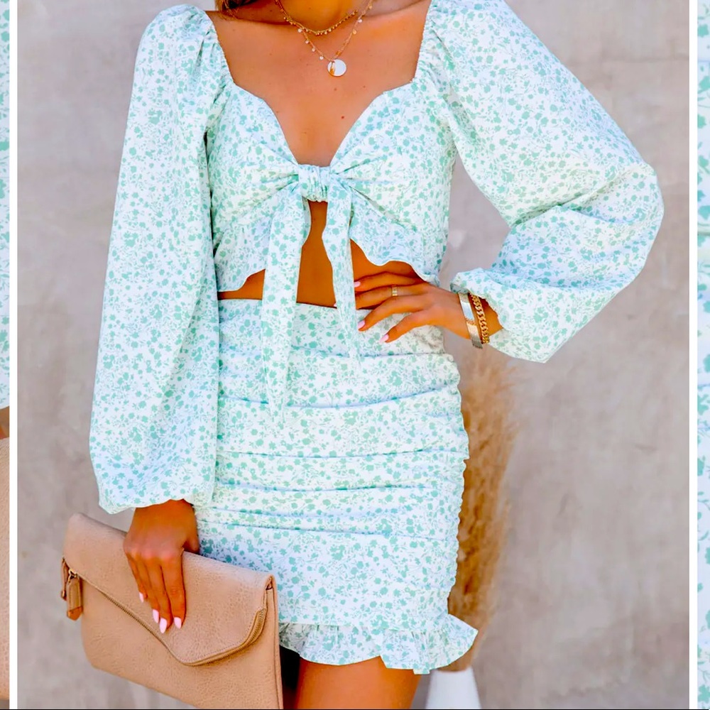 Vici Floral Crop top and Ruffled Mini Skirt Set- NWT